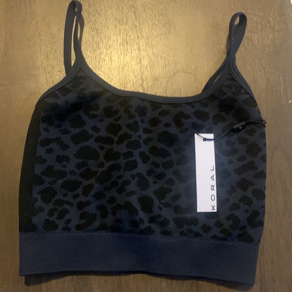 NWT KORAL Activewear Duplo Seamless Bra Leopard Print Navy Blazer - Picture 12 of 16